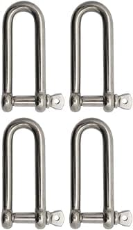 Extreme Max 3006.8207.4 BoatTector Stainless Steel Long D Shackle - 3/8", 4-Pack