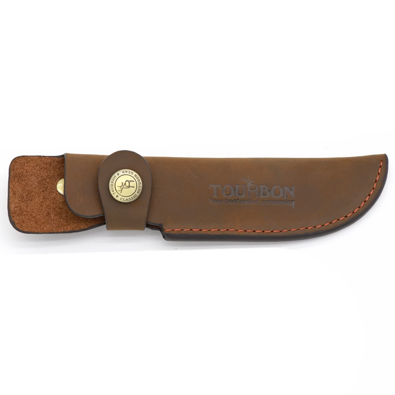 TOURBON Leather Fixed Blade Knife Sheath with Snap Closure Fits Blades Up to 4-inch (Brown)