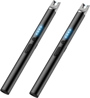 TOPKAY 2 Packs Electric Candle Lighters, Windproof Flameless USB Rechargeable Plasma Arc Long Lighter for Grill Firework Kitchen.Gifts for Women Mom Men Wife Sister.