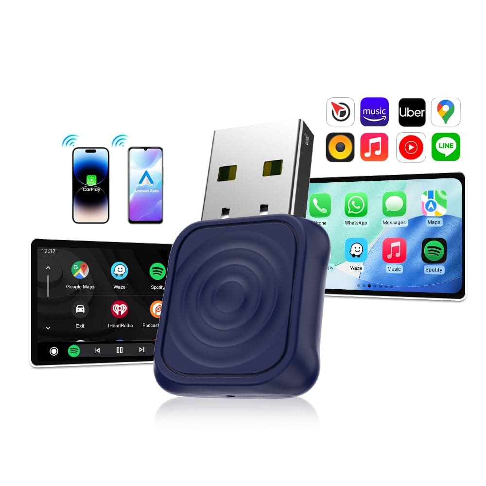 2025 Wireless CarPlay & Android Car Adapter, Upgrade Wired Connection to Wireless, Plug & Play with USB-A/Type-C, Works with iPhone iOS 10+ & Android 11.0+