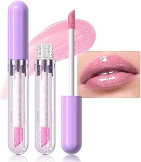 Cherry Pink Glitter Liquid Lip Gloss, Diamond Shimmer Lipstick Lip Glaze, Shiny Glitter Glossy Shimmery Finish Waterproof Lip Gloss for Women, High Pigmented Lipstick Makeup for Lips 15#
