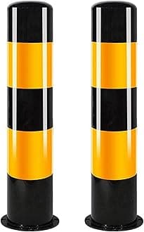 Metal Driveway Barrier Security Bollard Post with Traffic Cones 29.5 Inch Parking Guardrails for Parking Blocks