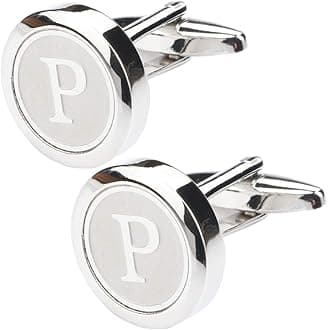 Dannyshi Men's Classic Stainless Steel Initial Cufflinks 26 Letters Business Wedding Shirts A-Z