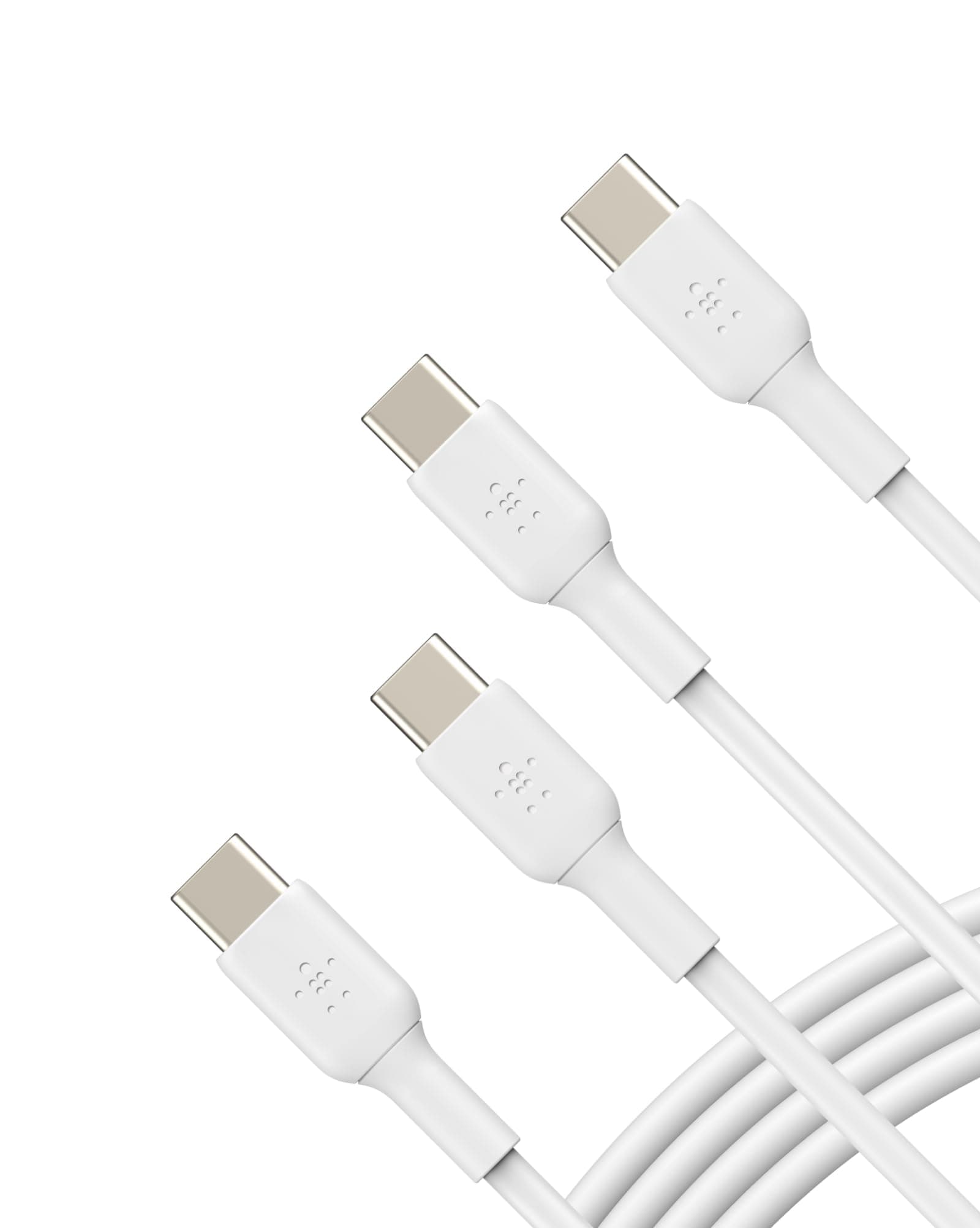 BoostCharge USB-C to USB-C fast charger cable, USB type C charger cable fast charging for iPhone 17, 16, Samsung Galaxy S24, Pixel, iPad, MacBook, Nintendo Switch and more - 1m, 2pack, White