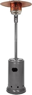 Amazon Basics 46,000 BTU Portable Outdoor Propane Patio Heater with Wheels, Commercial & Residential with Water Tank, Adjustable Heat Output, 9-Foot Radius, Slate Gray, 32.1"L x 32.1"W x 91.3"H