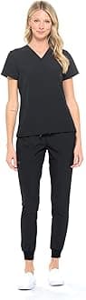 Dagacci Medical Uniform Dresmannst Unisex 4-Way Stretch Jogger Set for Men and Women, Black