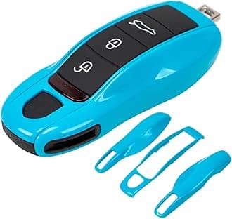 AeroBon 3-Piece Miami Blue Painted Key Cover Key Fob Shell Cover Compatible with Porsche Key Shell Replacement (MK1)