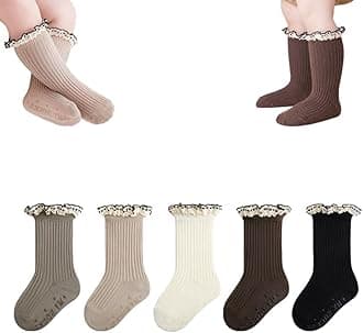 Baby Toddler Girls Ruffle Socks Newborn Infant Girl's Knee High Solid Cotton Long Socks