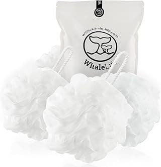 Bath Loofah Sponge Shower pouf Mesh Puff Shower Ball (White 4Pack 60g/Pcs)
