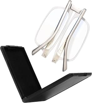 SKYOAK Evolved Folding Reading Glasses For Women Men Blue Light Blocking Anti UV Eyestrain Foldable Portable Compact Readers with Flat Hard Case Pocket Computer glasses 2.5 CLEAR