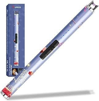 SUPRUSCandle Lighter Arc USB Lighter Electric Lighter with Upgraded LED Battery Display Safety Switch Rechargeable Flameless Plasma Windproof Portable for Birthday (Gold)