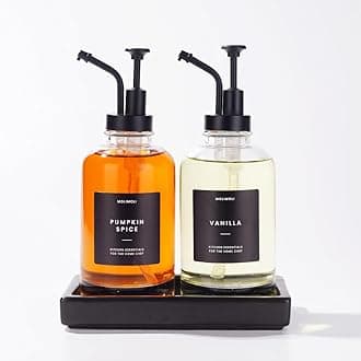 Molimoli Coffee Syrup Dispenser for Coffee Bar, Coffee Pump Dispenser, Glass Syrup Bottle w. Pump, Maple/Coffee Syrup Bottles, Syrup Dispenser w. Labels and Tray