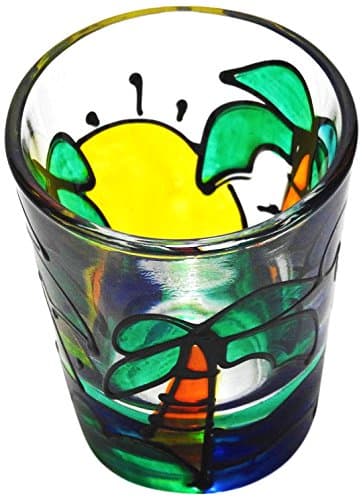 Hand Painted Shot Glass, Palm Trees