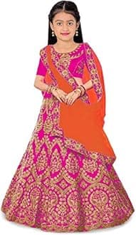 DIZVU Girls lehengha choli Tafeta satin new kids Lehenga Choli 3-16 YEAR