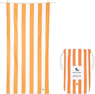 Dock & Bay Beach Towel - Quick Dry, Sand Free - Compact, Lightweight - 100% Recycled - Includes Bag - Cabana - Ipanema Orange - Extra Large (200x90cm, 78x35)