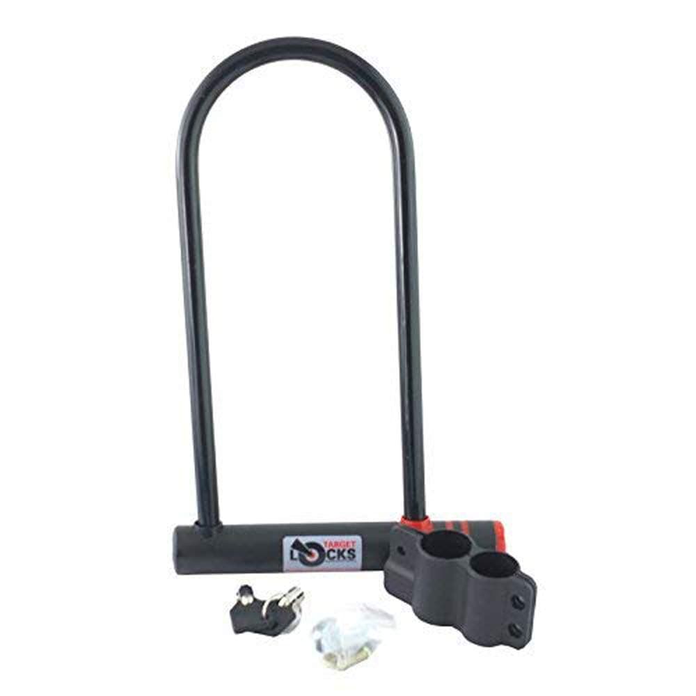 Target Locks® Heavy Duty High Security D Shackle Bike Lock | Suitable for Regular & Large Bike Frames - High Grade Heavy Duty Metal Construction with Brackets Included! - 2 Keys