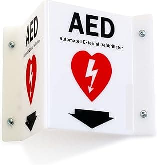 Projecting V-Sign : AED Automated External Defibrillator, PVC Water Proof Sticker Fixed on SunBoard