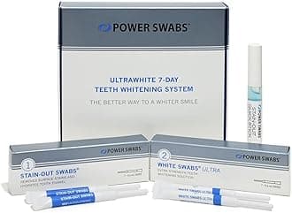 Power Swabs - 7 Day Teeth Whitening Kit - Professional Teeth Whitening Kit for at Home Use - Easy 5 Minute Teeth Whitening - Dentist Formulated Teeth Whitening Swabs to Remove Stains