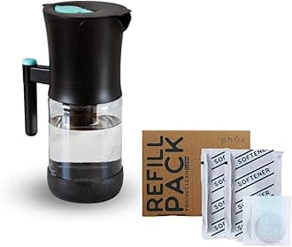 Phox V2 Water Filter | 2.2L Glass Water Filter Jug and Cartridge | 3 Month Supply (Softener pack)