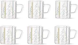 Borosil Vision Tea n Coffee Classic Mug Set of 6 Pcs 190 ml | Borosillicate Glass, Microwave Safe, Scratch Resistance, Lightweight | for Chai, Green Tea, Milk (Sintra)