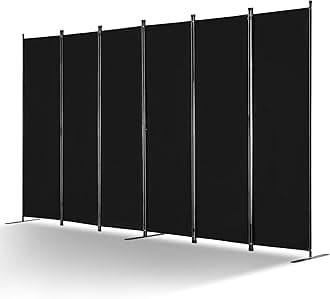 VEVOR Room Divider, 6 Panel Room Divider, Folding Privacy Screen and Portable Partition Divider for Room Separation, Freestanding Room Partitions for Office, Bedroom, Living Room, Black
