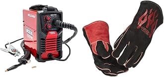 90i FC Flux Core Wire Feed Weld-PAK Welder, 120V Welding Machine, Portable w/Shoulder Strap, Protective Metal Case, Best for Small Jobs, K5255-1 & Traditional MIG/Stick Welding Gloves