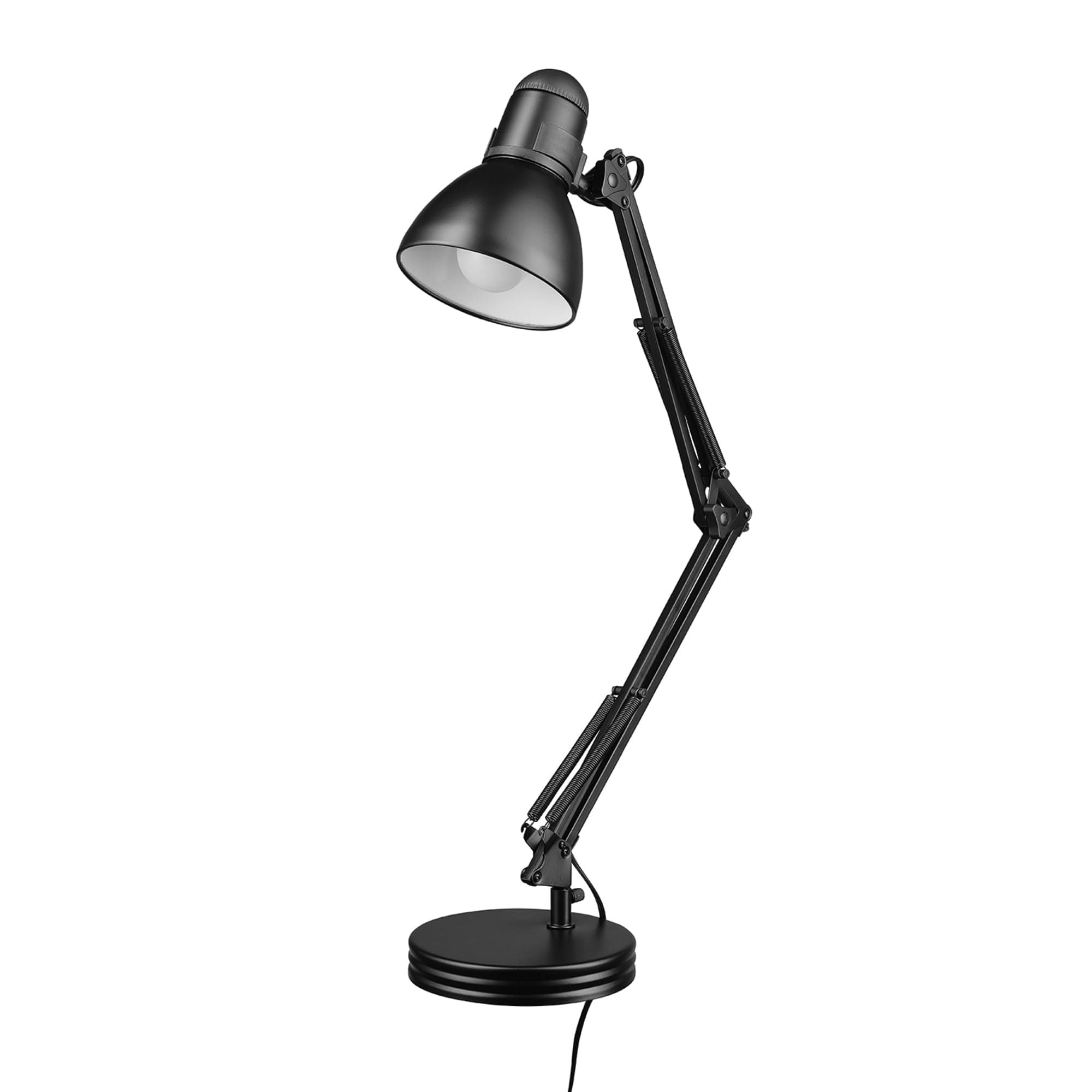 Globe Electric 5698601 28" Heavy Base Top Moving Spring Balanced Swing Arm Desk Lamp, Black, On/Off Rotary Switch on Shade, Office Decor, Reading Light, Home Essentials, Room Lighting