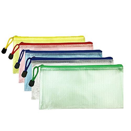 15 Pcs 5 Colors Small Plastic Zip Document, Clear Plastic Pouch with Zipper for Receipt, Check, Pencil, Mini Tool