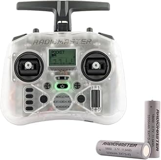 Radiomaster Pocket Hall Gimbal EdgeTX Transmitter Remote Control Portable Lightweight Built in LED Light Foldable Antenna (CC2500 Transparent M2 with Batrery)