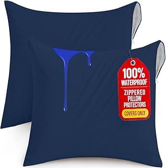 Utopia Bedding 2 Pack Waterproof Throw Pillow Protectors with Zipper 26 x 26 Inches (Navy), Bed Bug Proof Pillow Case Covers, Moisture Wicking Pillow Encasements