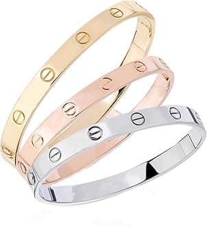 Shining Diva Fashion 18K Gold Plated Stainless Steel Openable Crystal Bracelet | Cuff Bangle | Friendship Couple Wedding Gifts for Mother Sister Wife Girlfriend | Anti Tarnish Jewellery