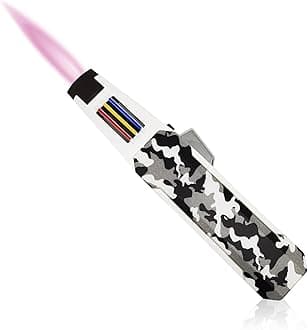 JOBON Solar Beam Torch, Adjustable Lockable Firepower Butane Refillable Jet Flame Lighter (Gas Not Included) (Pink Flame-Camouflage)