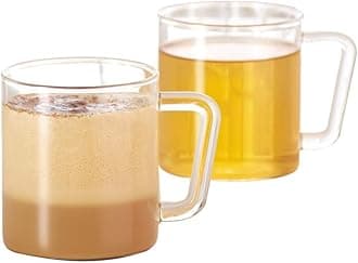 305ml Vision Classic Delite Tea and Coffee Mug Set | Made in India Borosillicate Glass, Microwave Safe, Scratch Resistance, Lightweight | Cup Set for Chai, Green Tea, Milk (Set of 4)