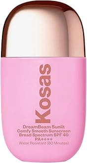 KosasDreamBeam Water Resistant Sunscreen SPF 40 - Smooth Liquid Sun Protection for Face Lightweight Makeup Base w/Hyaluronic Acid, Ceramides & Peptides - Golden Glow, Sunlit, 40 ml