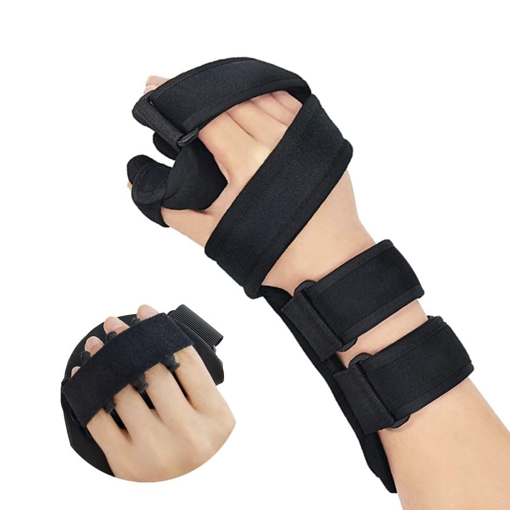 Soft Functional Resting Hand Splint for Flexion Contractures - Stroke Hand Brace by Restorative Medical - Corrective, Supportive Brace for Correction, Comfort & Pain Relief (Large, Right)