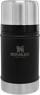 StanleyVacuum Insulated Large Food Jar, 18/8 Stainless Steel Food Jar for Cold and Hot Food, Soup Thermos with Leak Proof Lid Doubles as Cup, Wide Mouth Food Thermos, Matte Black, 24oz