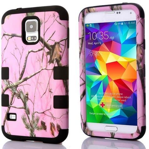 S5 case,Samsung S5 cases,samsung galaxy s5 case,Creativecase Carryberry 3in1 Hybrid Rugged Shockproof Dirtproof Hybrid Pink Tree Camo Hard/Soft Case Cover for Samsung Galaxy S5 i9600#B01