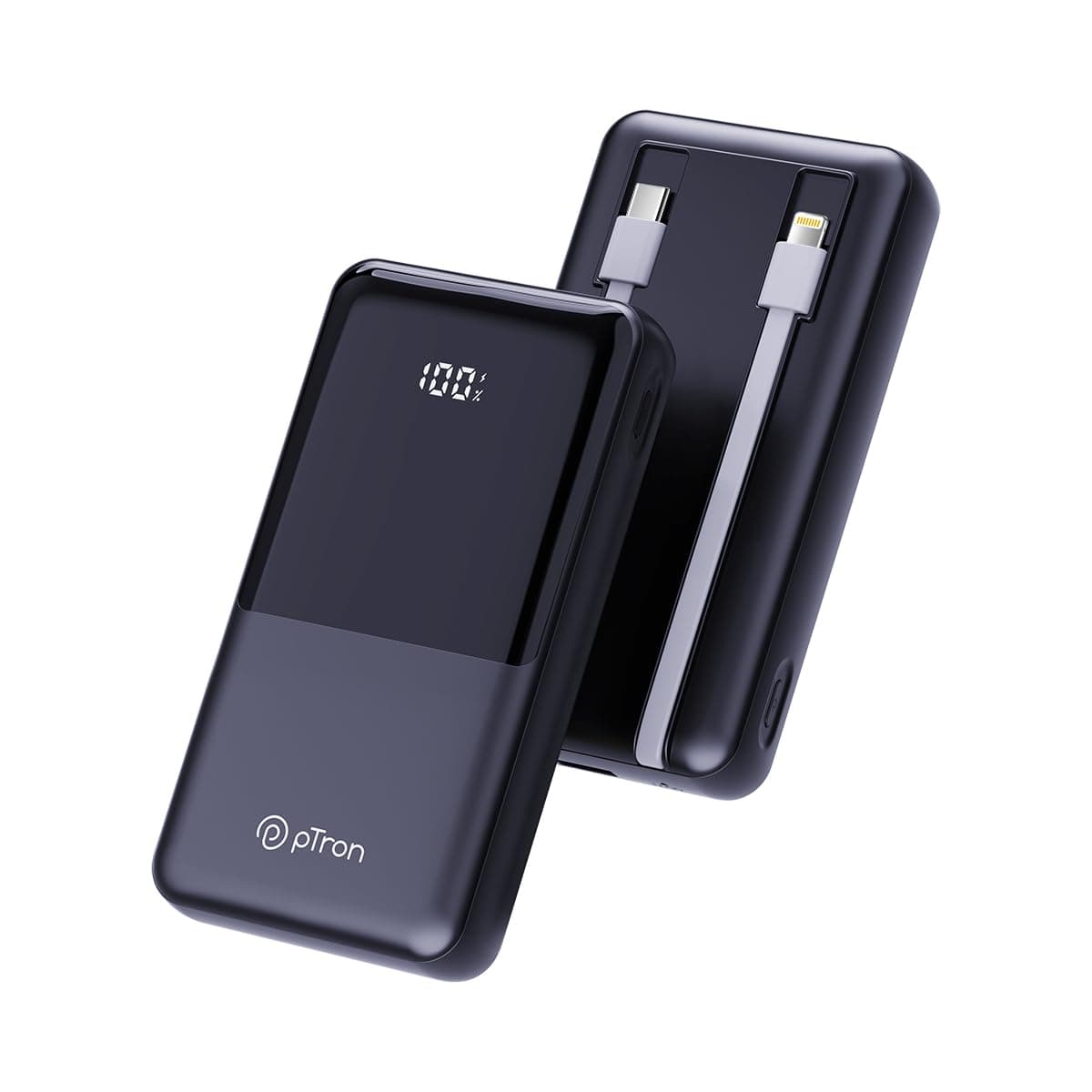 pTron Dynamo Power 20000mAh 22.5W Super Fast Charging, USB Type-C Input Power Bank with Quick Charge & 20W Power Delivery, Built-in Charging Cables, 4 Outputs, Type-C Input/Output Port (Black)