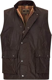 Wax Winchester Gilet for Men – Water-Resistant Wax Cotton Bodywarmer with Corduroy Collar and Tartan Lining