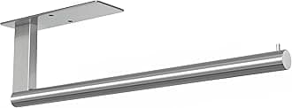 Kitchen Roll Holder Under Cabinet, Stainless Steel Paper Towel Holder Silver, Self-Adhesive Towel Rack Wall-Mounted, Suitable for Pantry, Kitchen, Bathroom