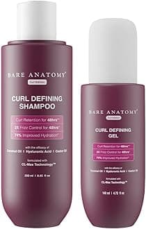 Bare Anatomy Curl Defining Shampoo + Curl Defining Gel | For Well Defined Shiny Curls | Curl Retention & 2X Frizz Protection For 48 Hours | Sulphate & Paraben Free | Women & Men | 250 ml + 140ml
