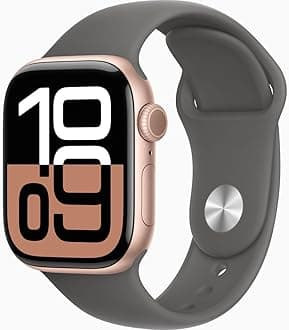 Apple Watch Series 10 [GPS + Cellular, 42mm] - Rose Gold Aluminum Case with Stone Gray Sport Band, M/L (Renewed)