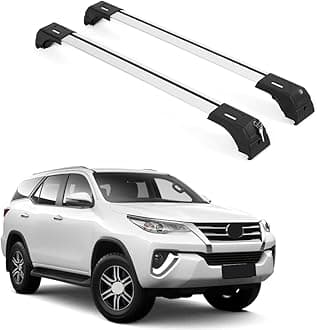 ERKUL Roof Rack Cross Bars for Toyota Fortuner 2015-2023 | Aluminum Crossbars with Anti Theft Lock for Rooftop | Compatible with Flush Rails - Silver