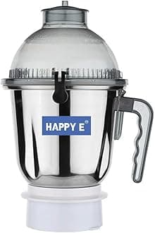 HAPPY E Sujataa Dome Steel Jar | Sujata Mixer Grinder 1500ML(White) Compatible with All Sujata 900 Watt Models Including Powermatic, Dynamix, Supermix, Multimix & Frootmix – Heavy-Duty Blade Assembly