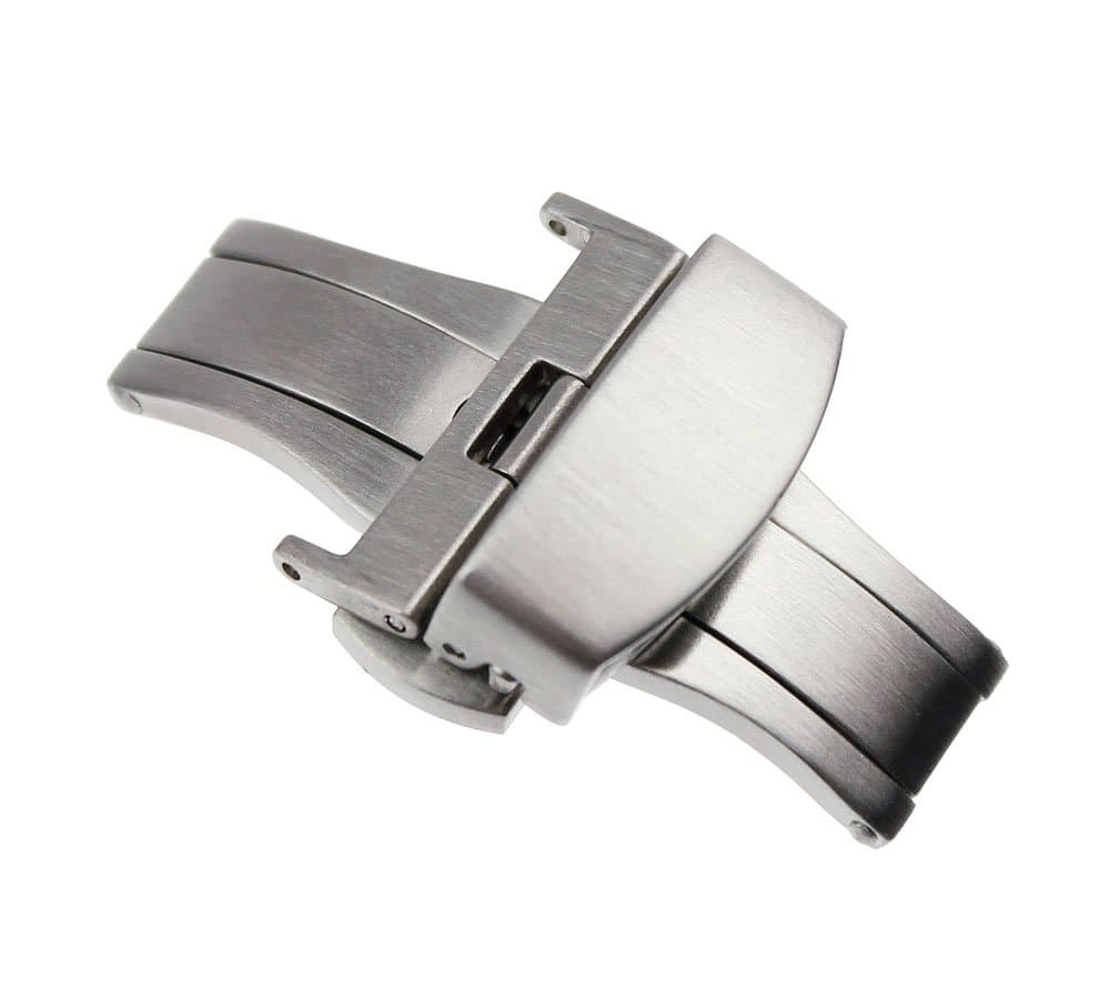 Brushed Matte Push Button Butterfly Deployment Clasp for Leather Watch Band Strap