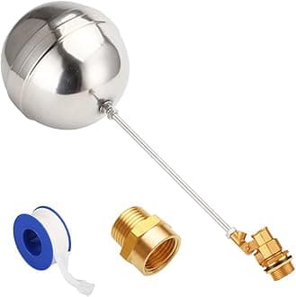 Float Ball Valve DN25 1" Male Thread Stainless Steel Floating Ball Brass Valve Automatic Switch for Stock Tank Pool Water Level Control