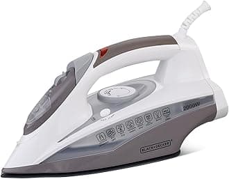 Black+Decker Steam Iron | 2000 Watt, 380 ml, 2 Yrs Warranty | Iron for Clothes, Iron Box, Steam Press, Steam Press, Press with Anti Drip, Non-Stick Ceramic Sole (Grey+White)
