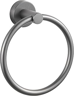 Cobbe Towel Ring, Hand Towel Holder for Bathroom Wall Mounted, Bathroom Towel Rack Round, Towel Hanger for Bathroom, Kitchen, Rv (Gunmetal Grey)