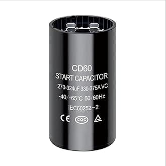 270-324 uf/MFD CD60 Round Start Capacitor ±20% 50/60 Hz 330-375 VAC Round Motor Well Pump Start Capacitor (270-324 uf/MFD, 1)