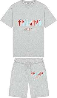 Trapstar Letters Printed Casual Sportswear Suit, Men and Women T-Shirt + Shorts + Hat 3 Piece, Loose Jogging Short Sleeve Tracksuits (Color : H2, Size : X-Large)